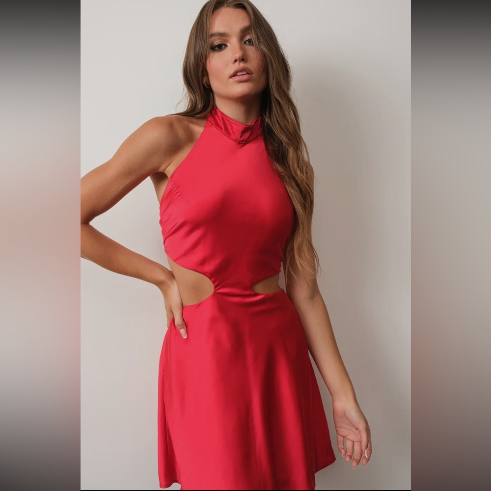PRETTY GARBAGE Satin Cutout Dress - Picture 3 of 6